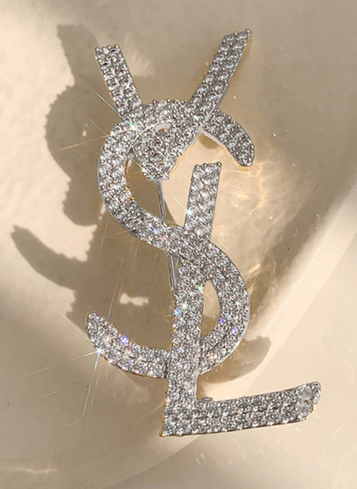 Crystal Logo Brooch