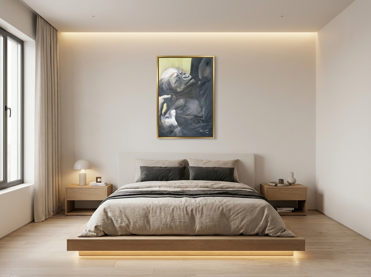 Mother and Baby Gorilla Painting