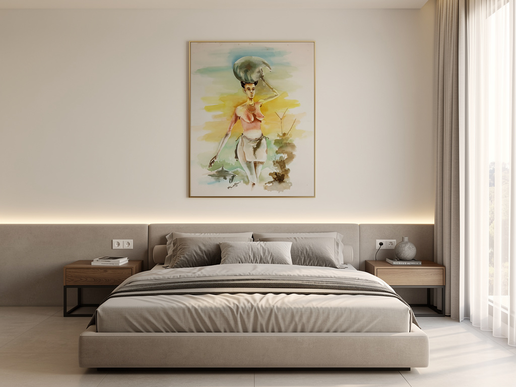 Original Watercolor Painting of an Rwandan Woman