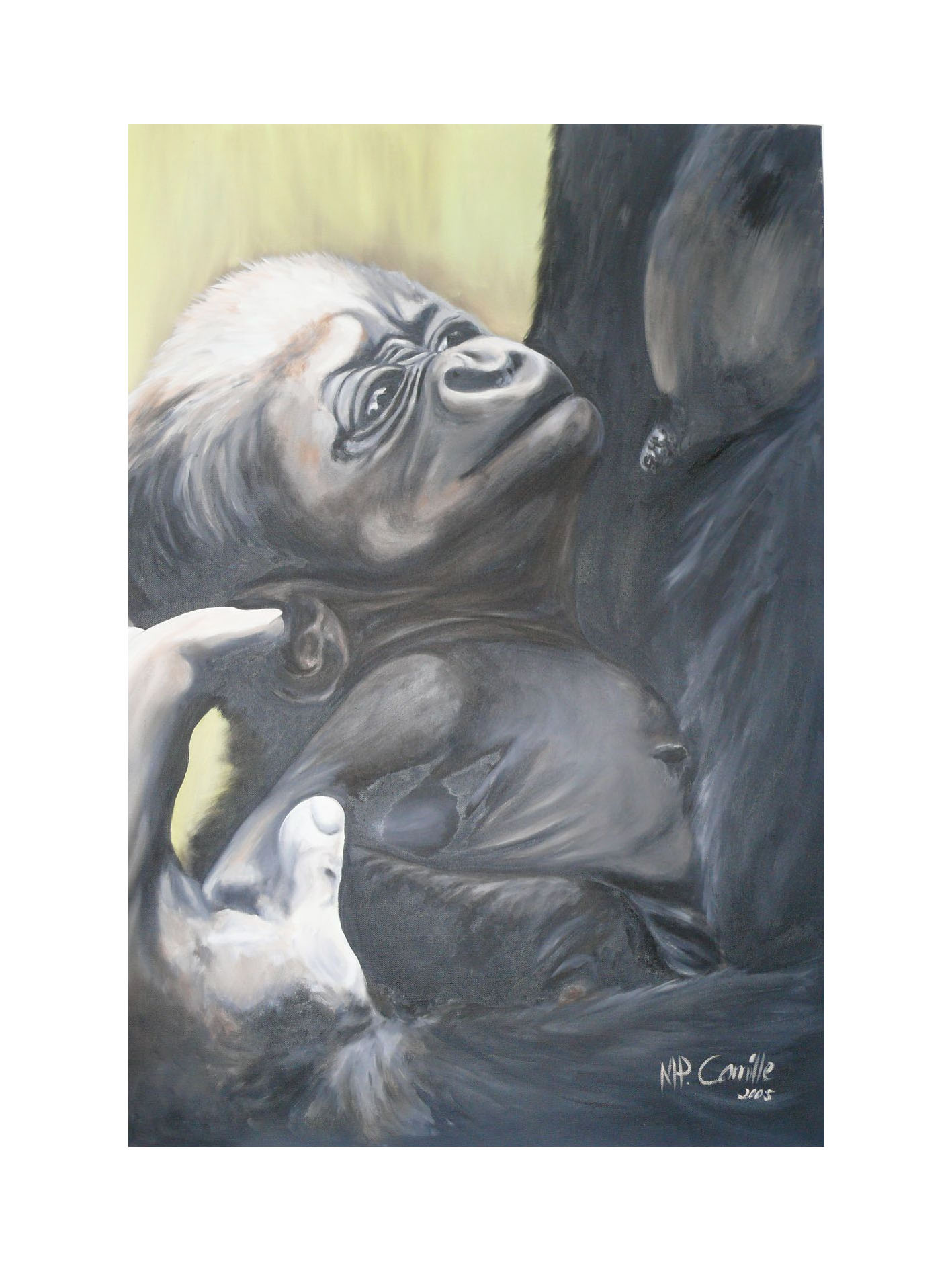 Mother and Baby Gorilla Painting
