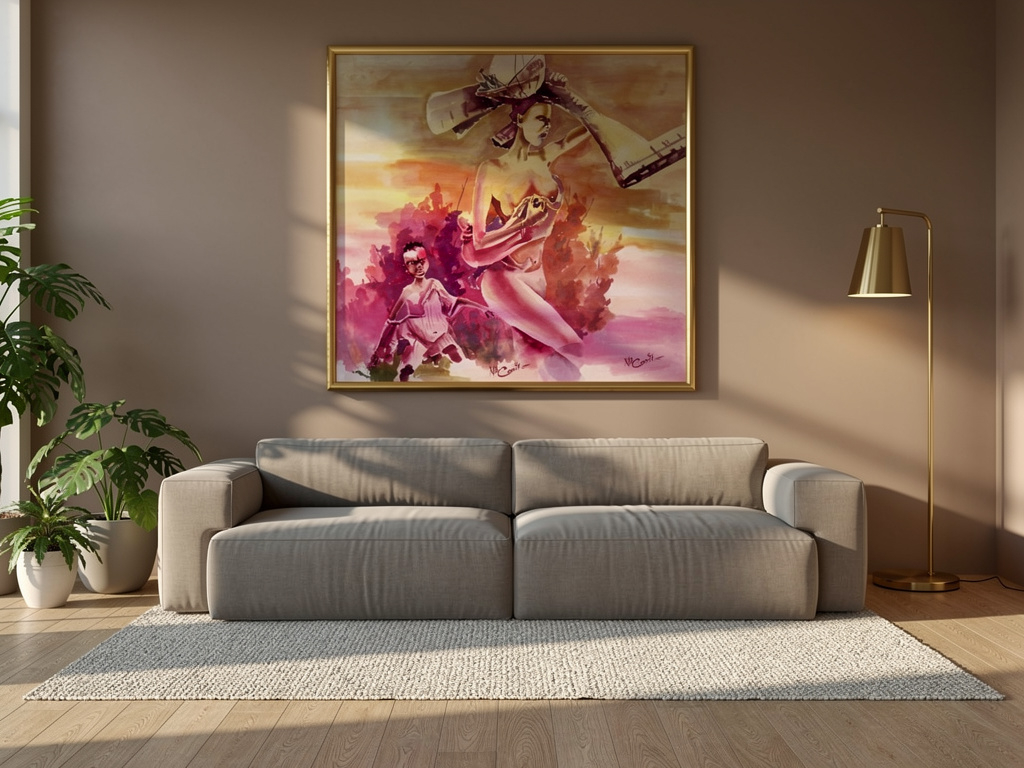 African Village Life Watercolor Painting