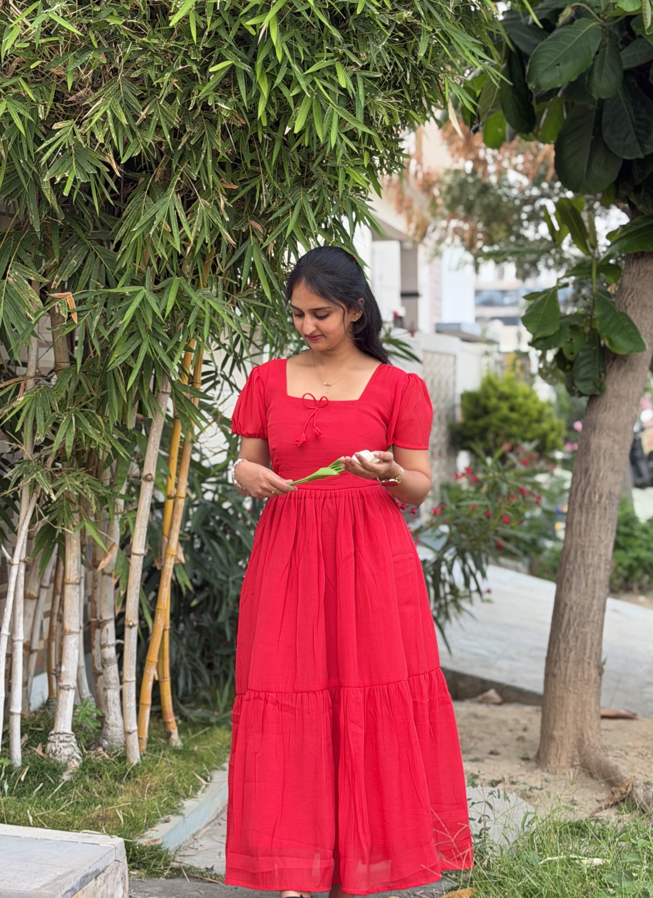 Red Glam Corset Maxi Dress (DH17)