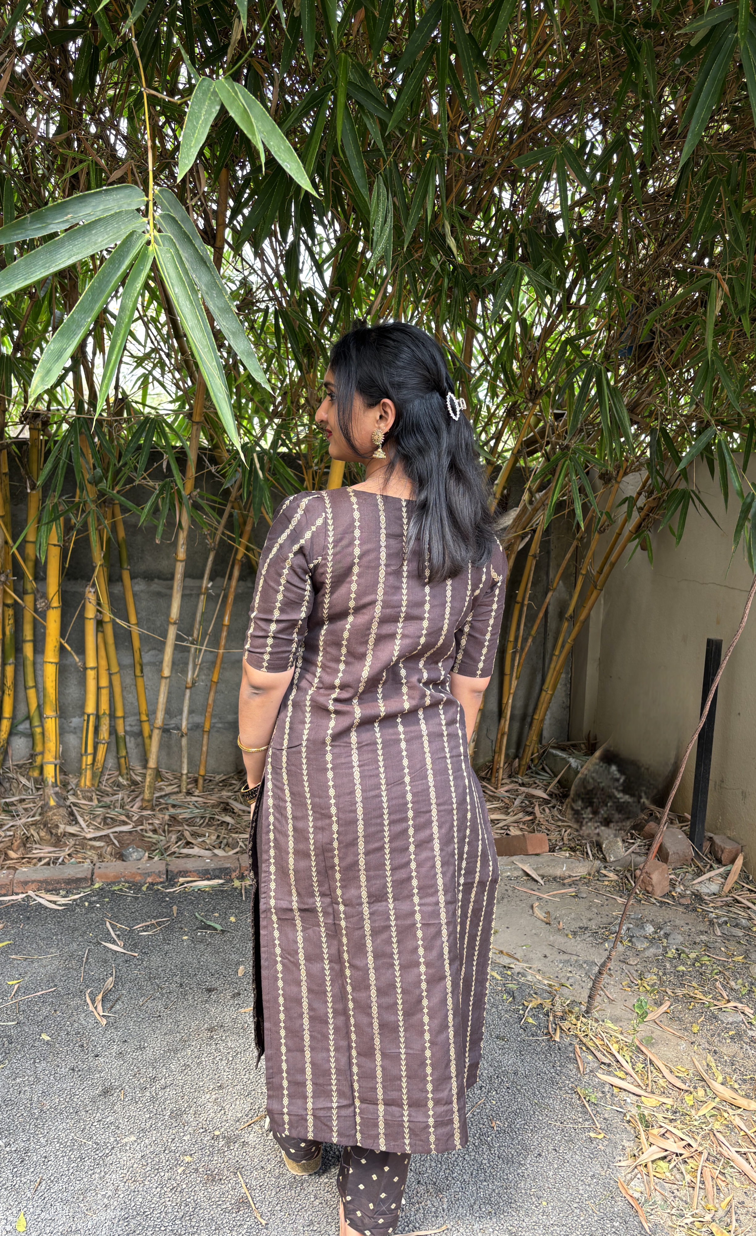 TANVI- Ethnic Striped Brown Co-Ord Set (DH11)