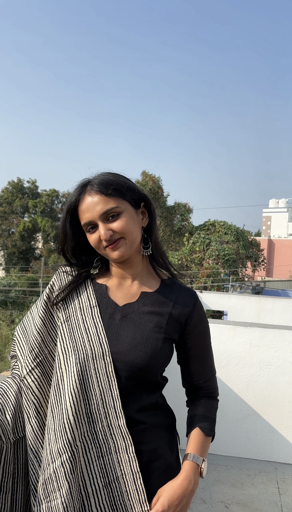 ZOYA- Black Chic Kota Top with Dupatta Kurti Set (DH10)