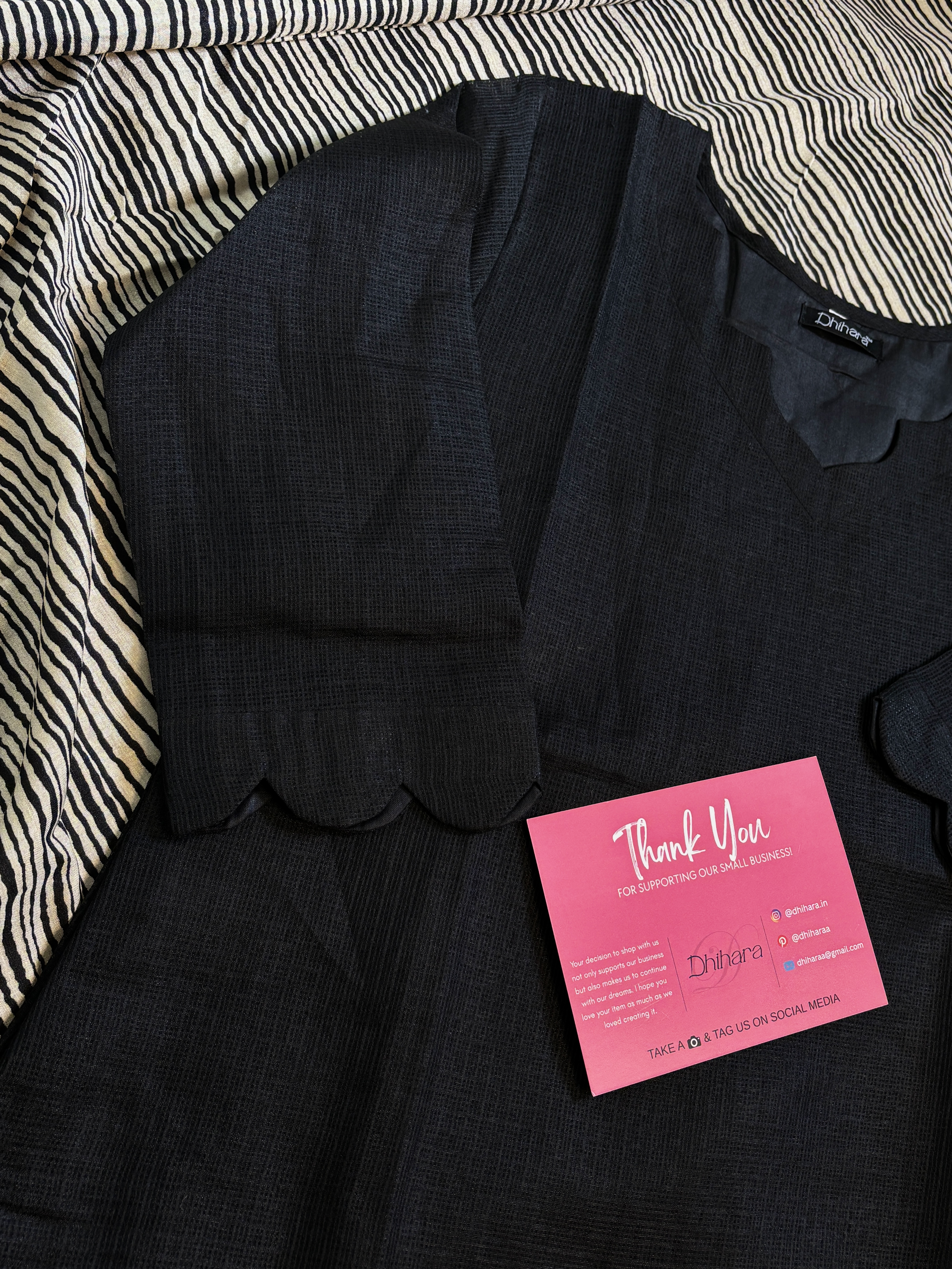 ZOYA- Black Chic Kota Top with Dupatta Kurti Set (DH10)