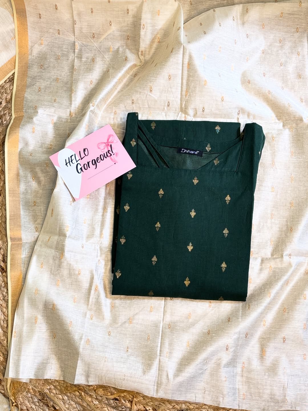 MAYURA- Cotton Zari Butta Top with Silk Dupatta (DH09)