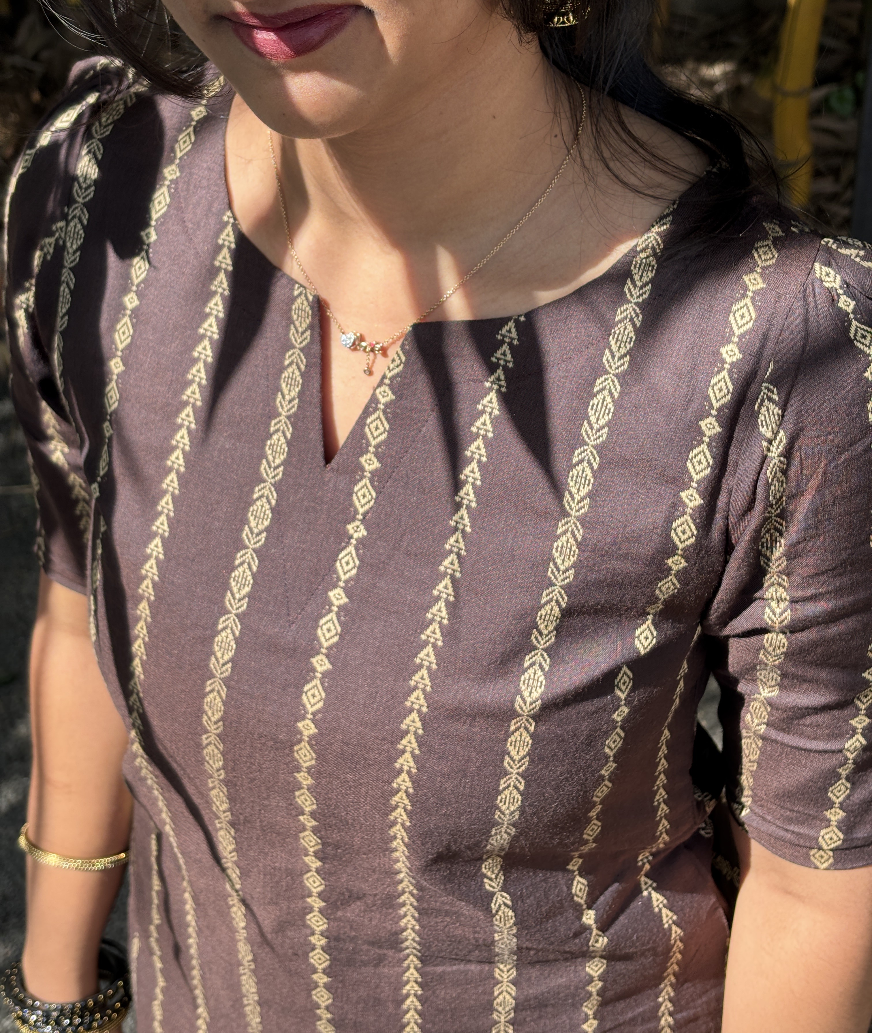 TANVI- Ethnic Striped Brown Co-Ord Set (DH11)