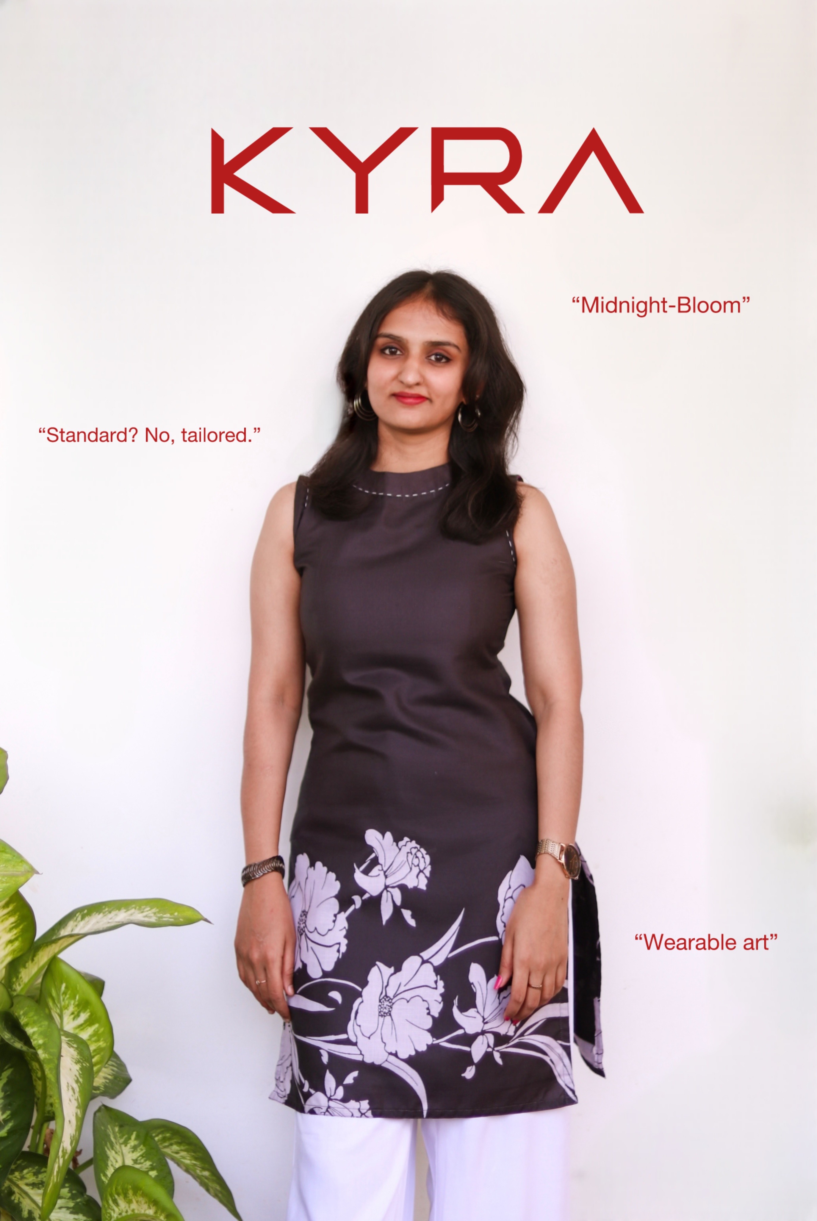 KYRA Midnight-Bloom Printed Kurti (DH08)