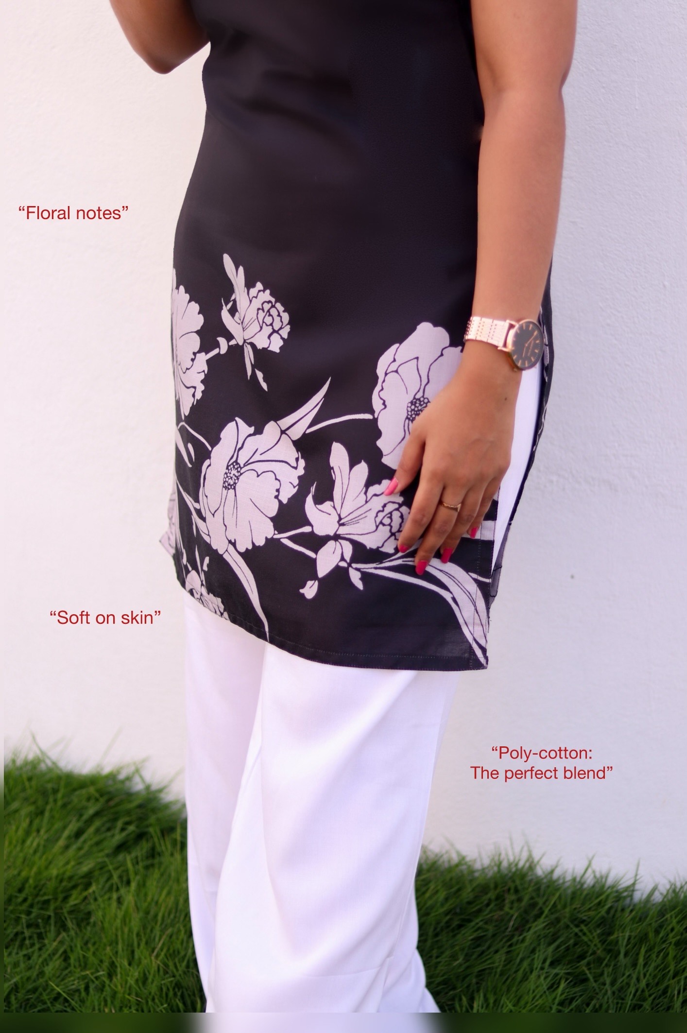 KYRA Midnight-Bloom Printed Kurti (DH08)