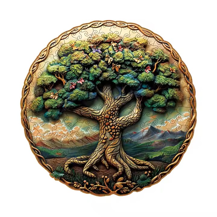 Puzzle en Bois - L'Arbre de Vie Mystique