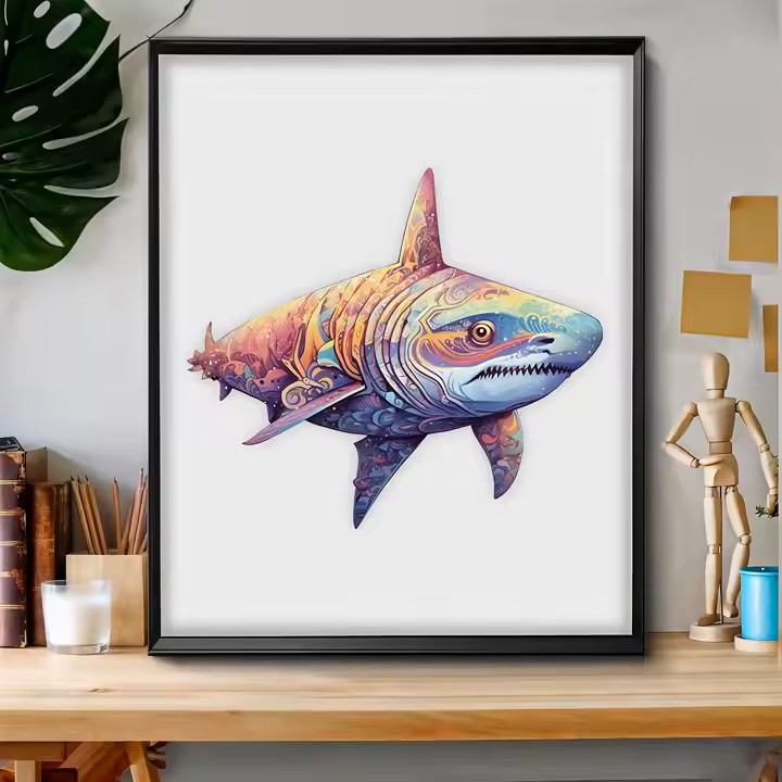 Puzzle en Bois - Le Requin Coloré