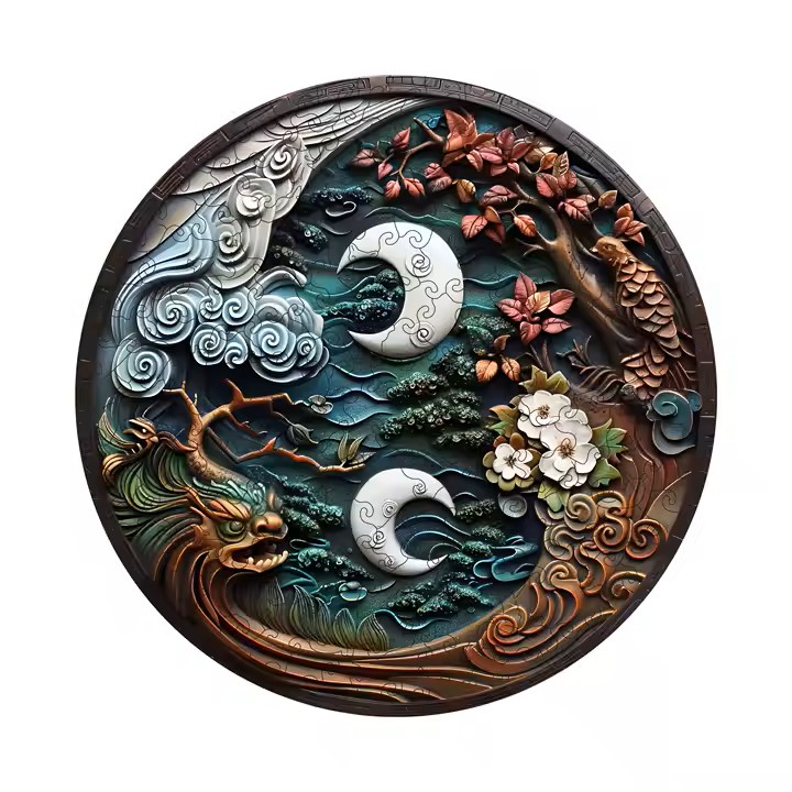 Puzzle en Bois - Lune Japonaise & Sérénité