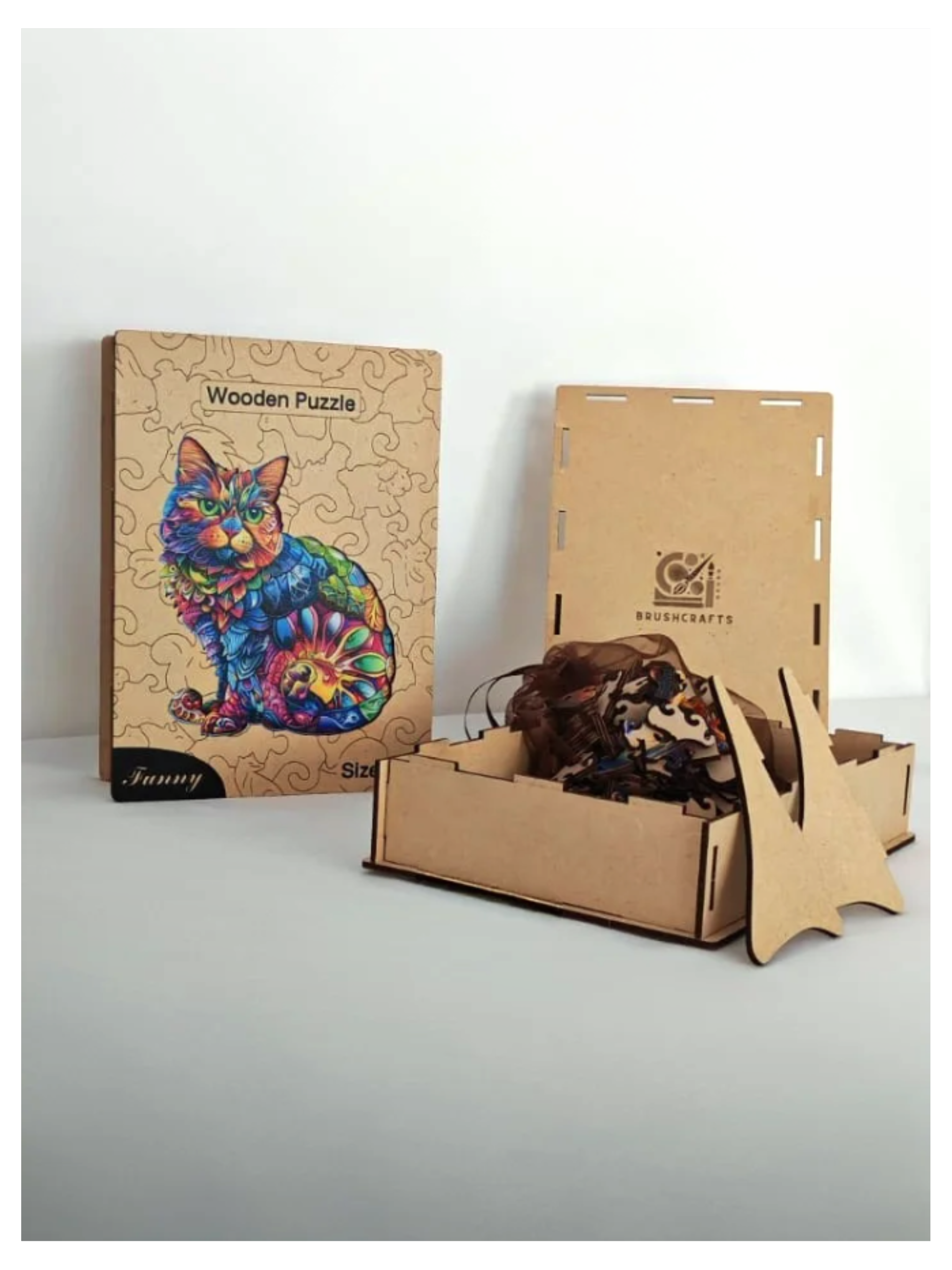 Puzzle en Bois - Le Chat Coloré Psychédélique 