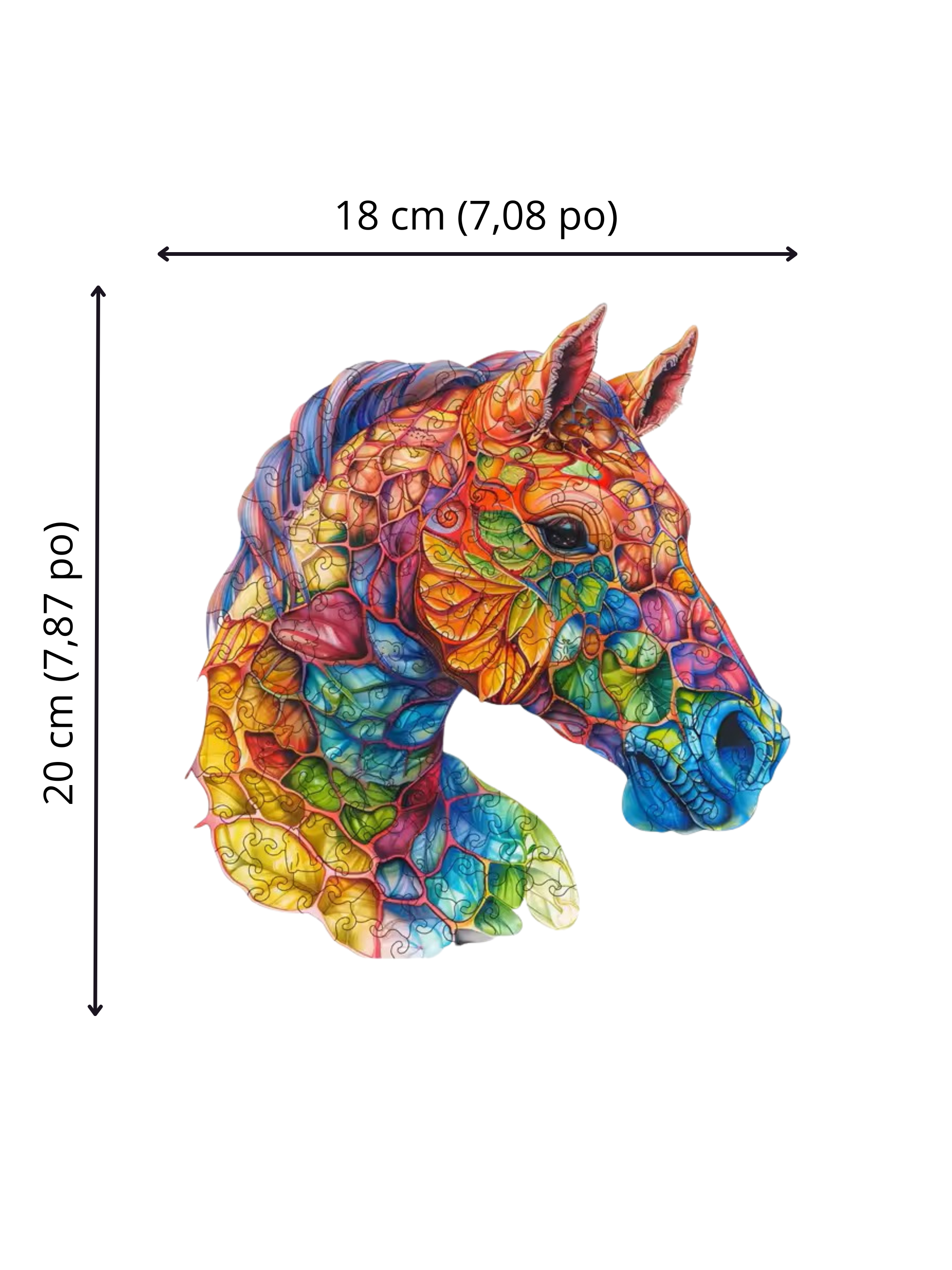 Puzzle en Bois - Tête de Cheval Psychédélique