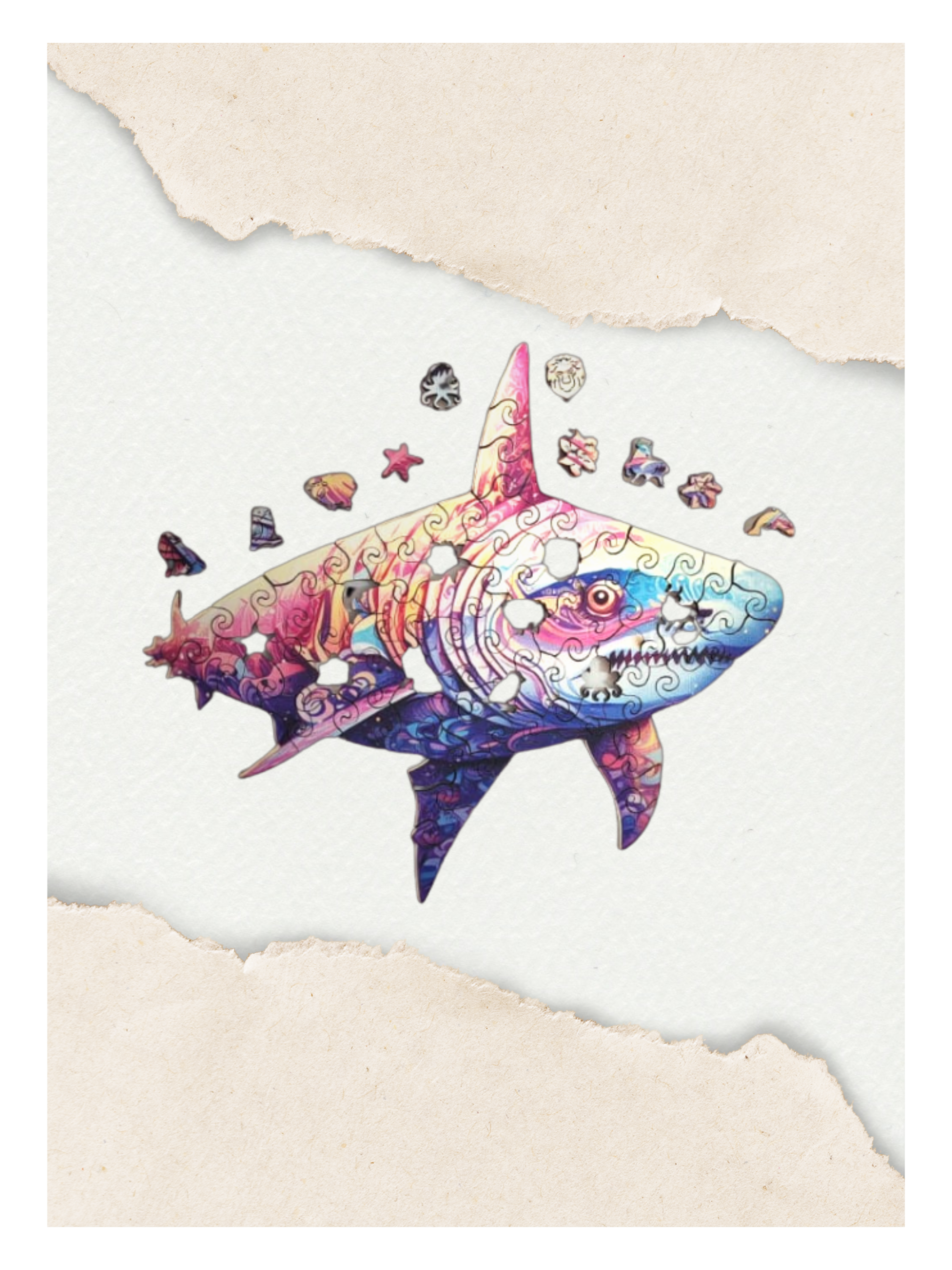 Puzzle en Bois - Le Requin Coloré