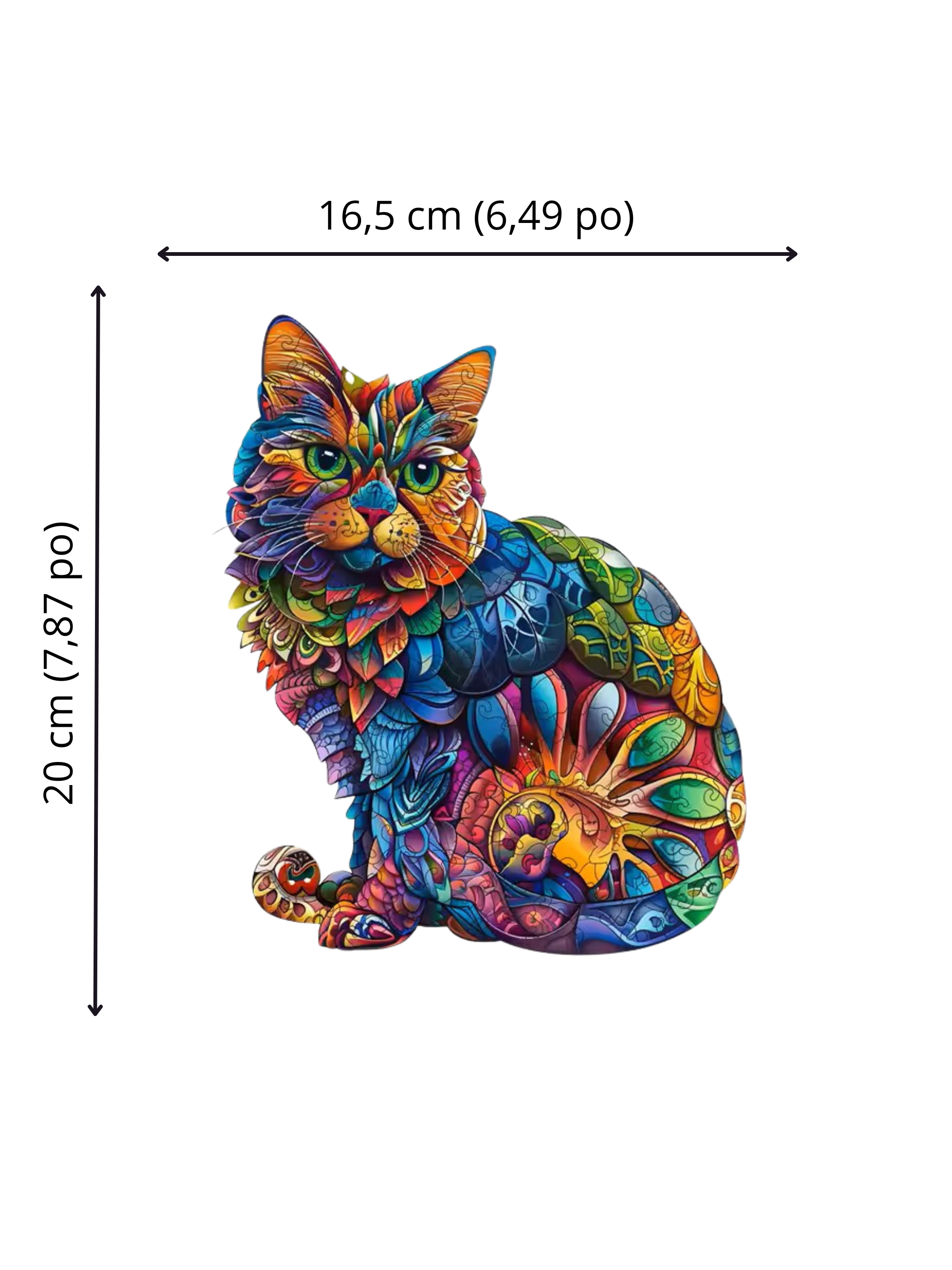 Puzzle en Bois - Le Chat Coloré Psychédélique 