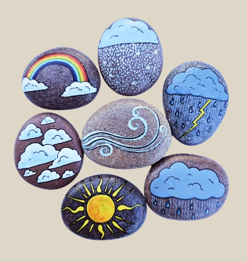 Rankom ištapyti akmenėliai "Orų kaita"