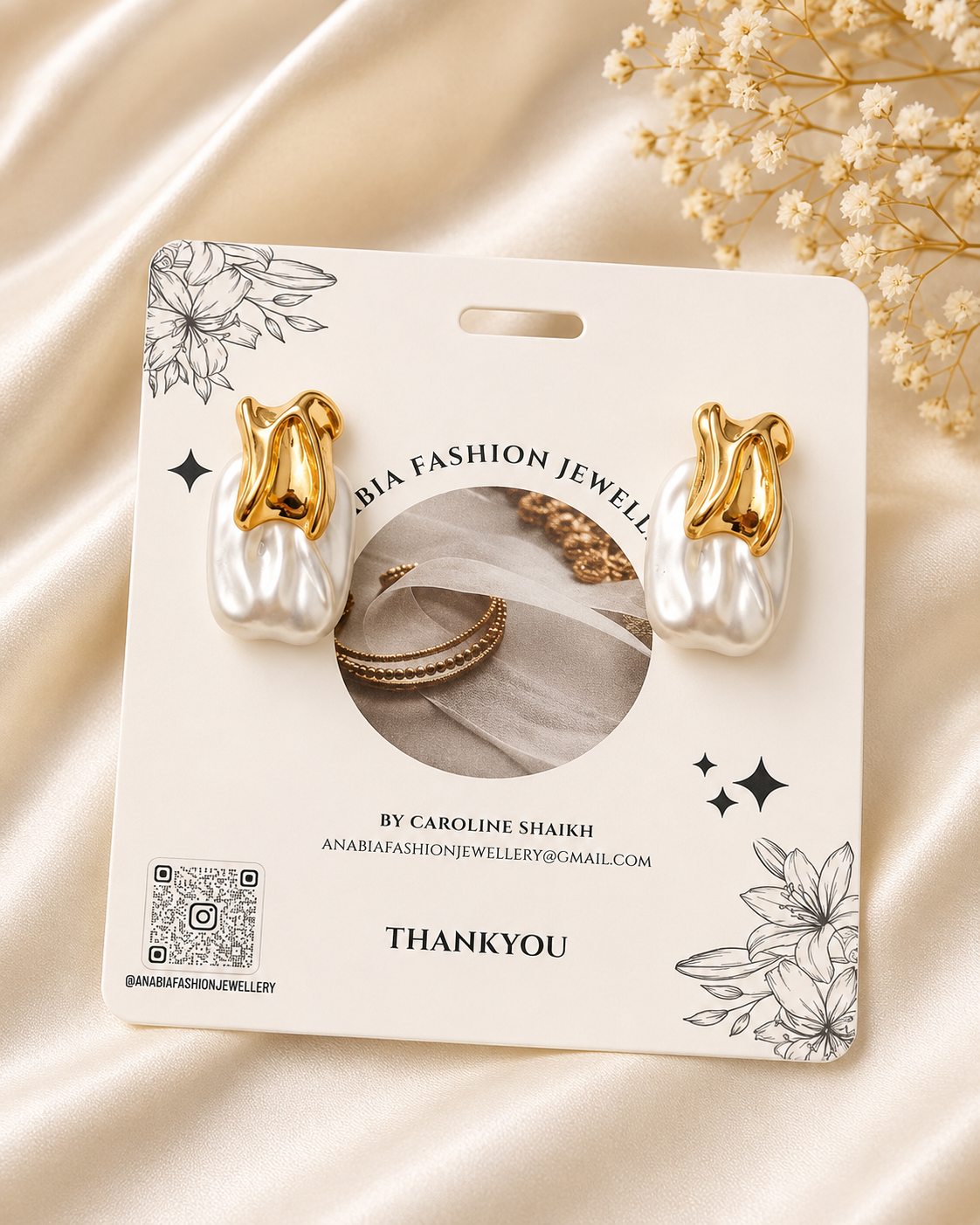 Elegant Pearl Gold Earrings