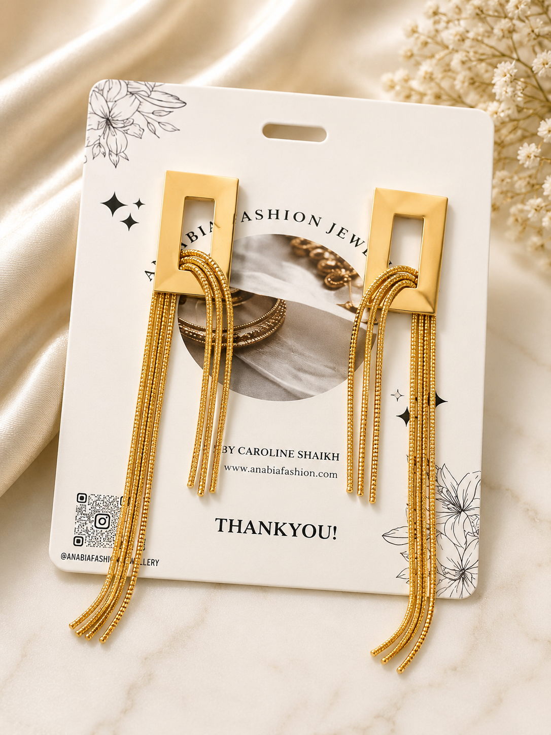 Geometric Gold Fringe Earrings