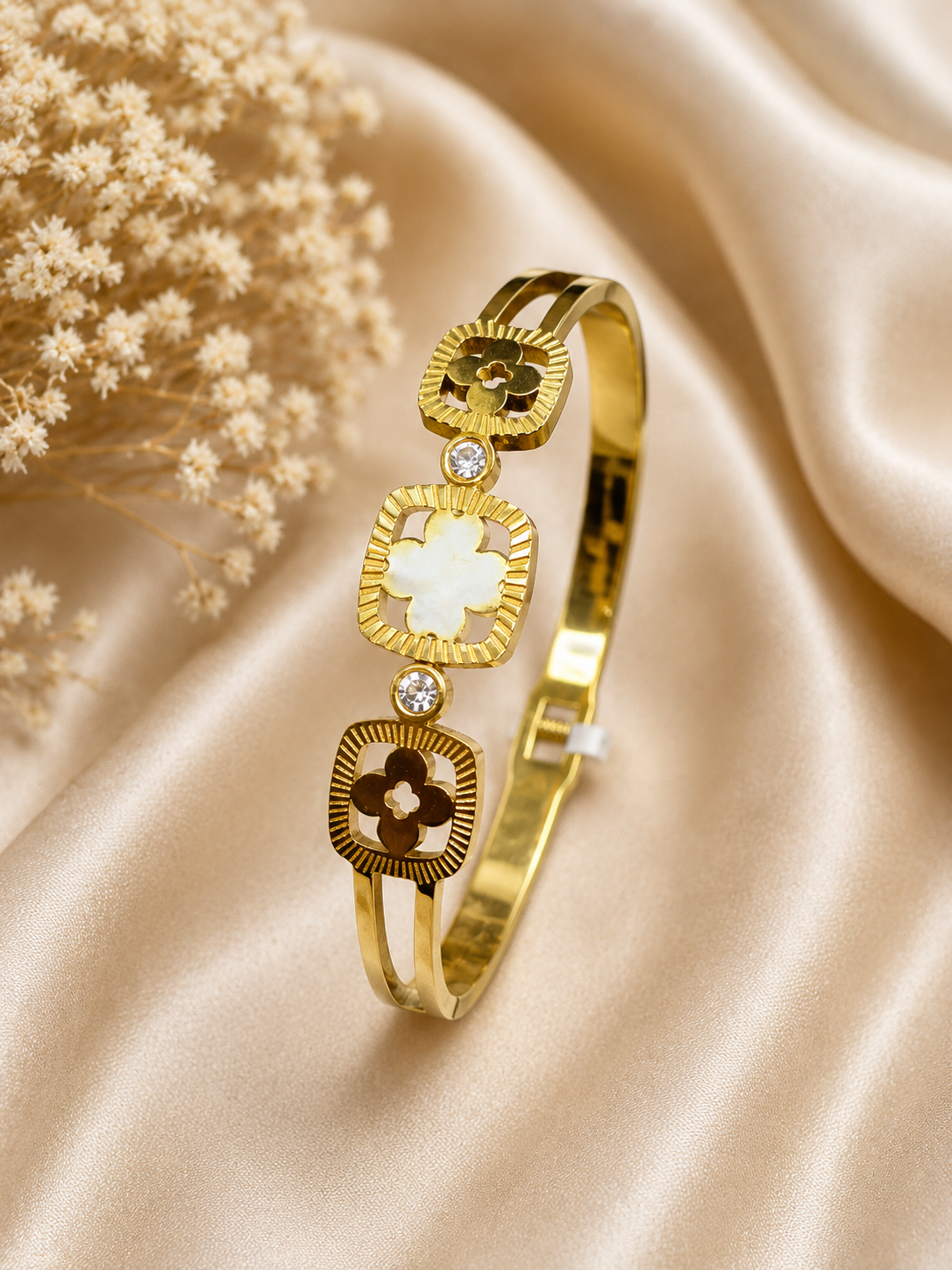 Floral Gold-Plated Bangles 