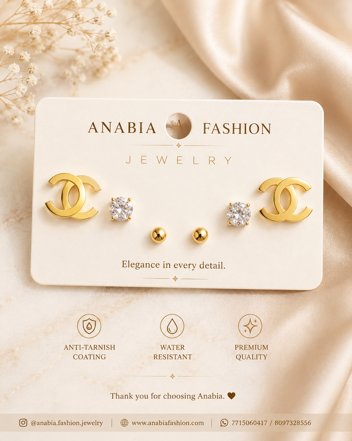 Gold-Plated Stud Earring Set