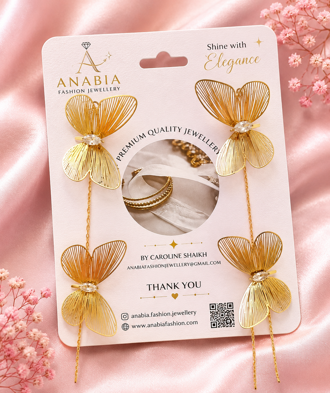 Golden Butterfly korean style earrings 
