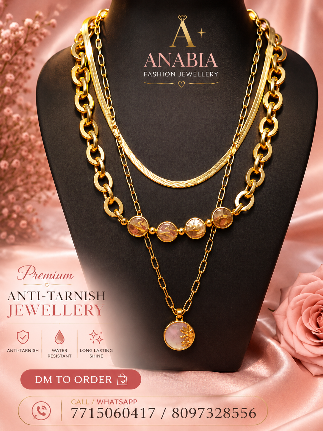 Golden Sunrise Pendant Trio  Celestial Shine Layered Chain