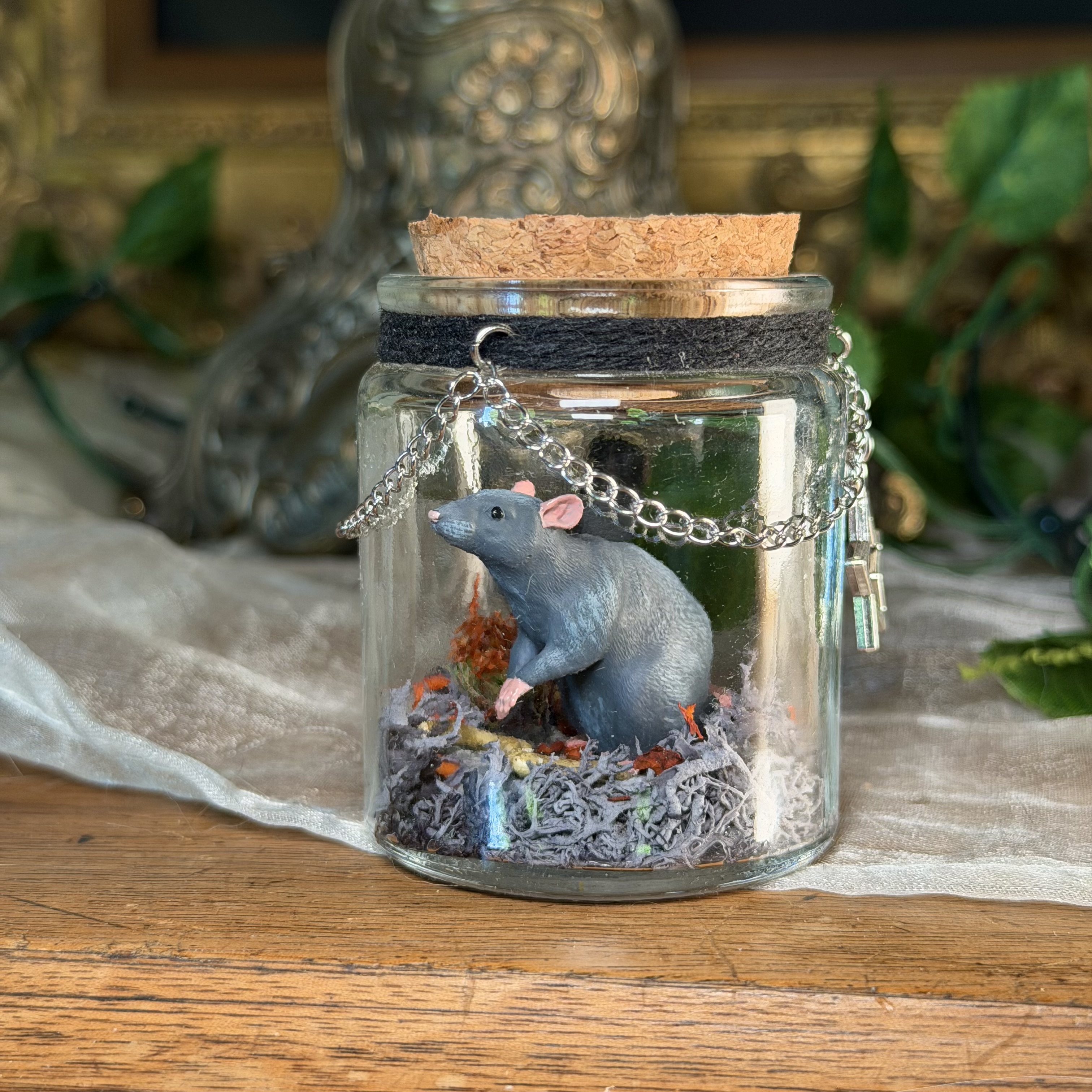 Ratte kleines Korkenglas Miniatur & LED