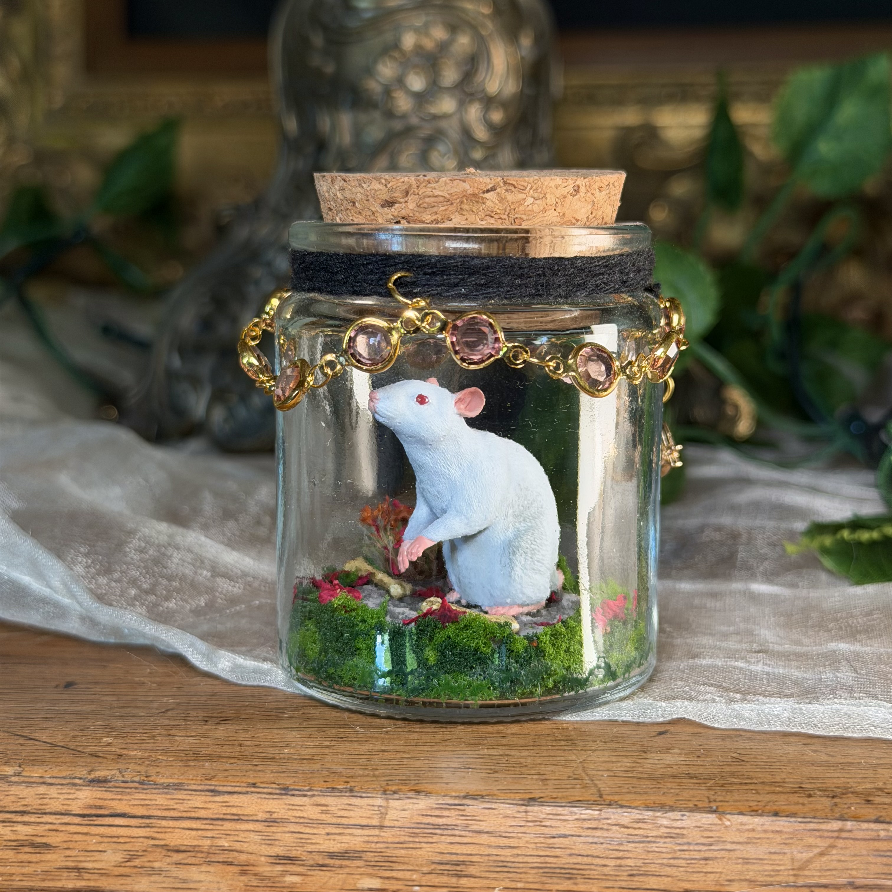 Ratte kleines Korkenglas Miniatur & LED