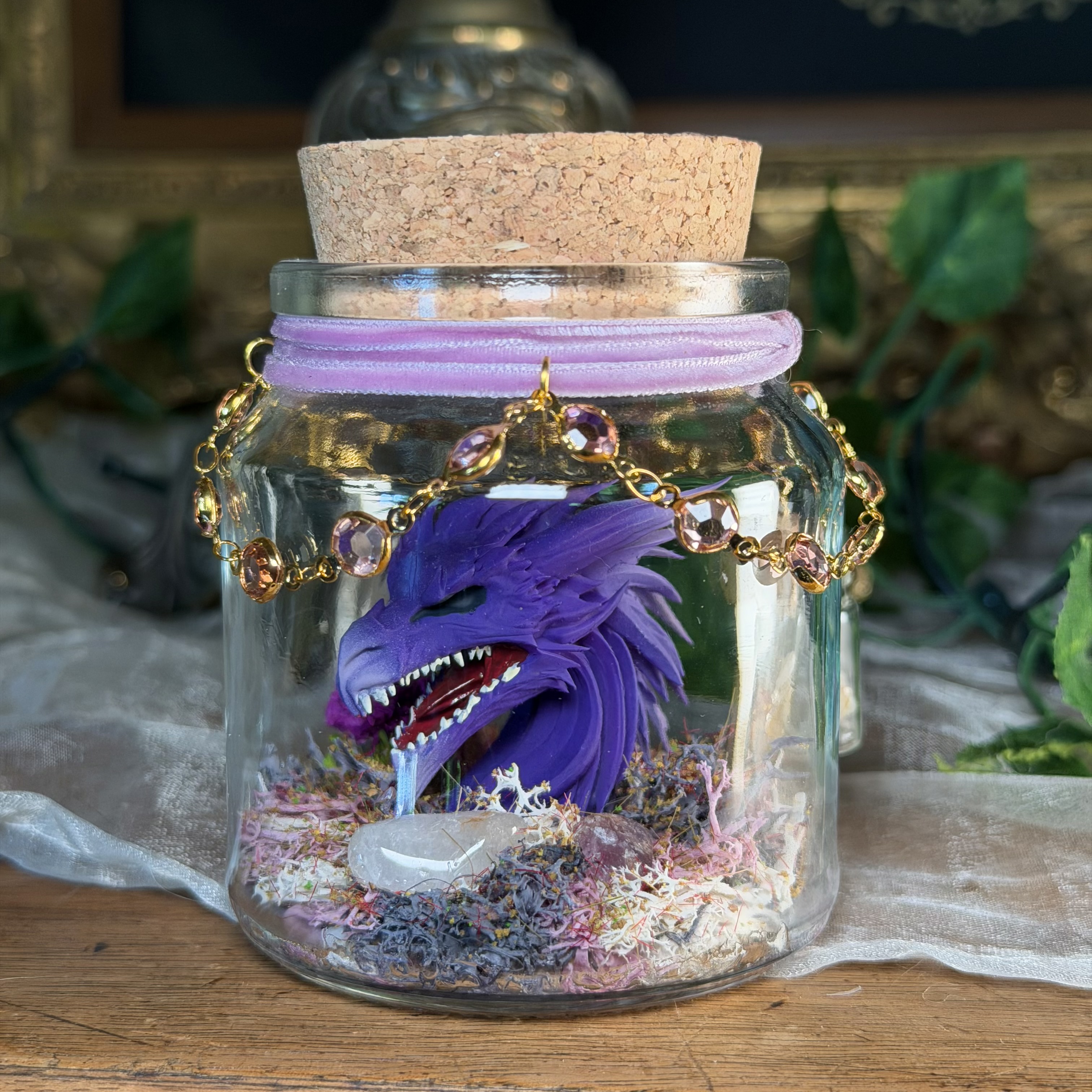Drache mittleres Korkenglas Miniatur & LED