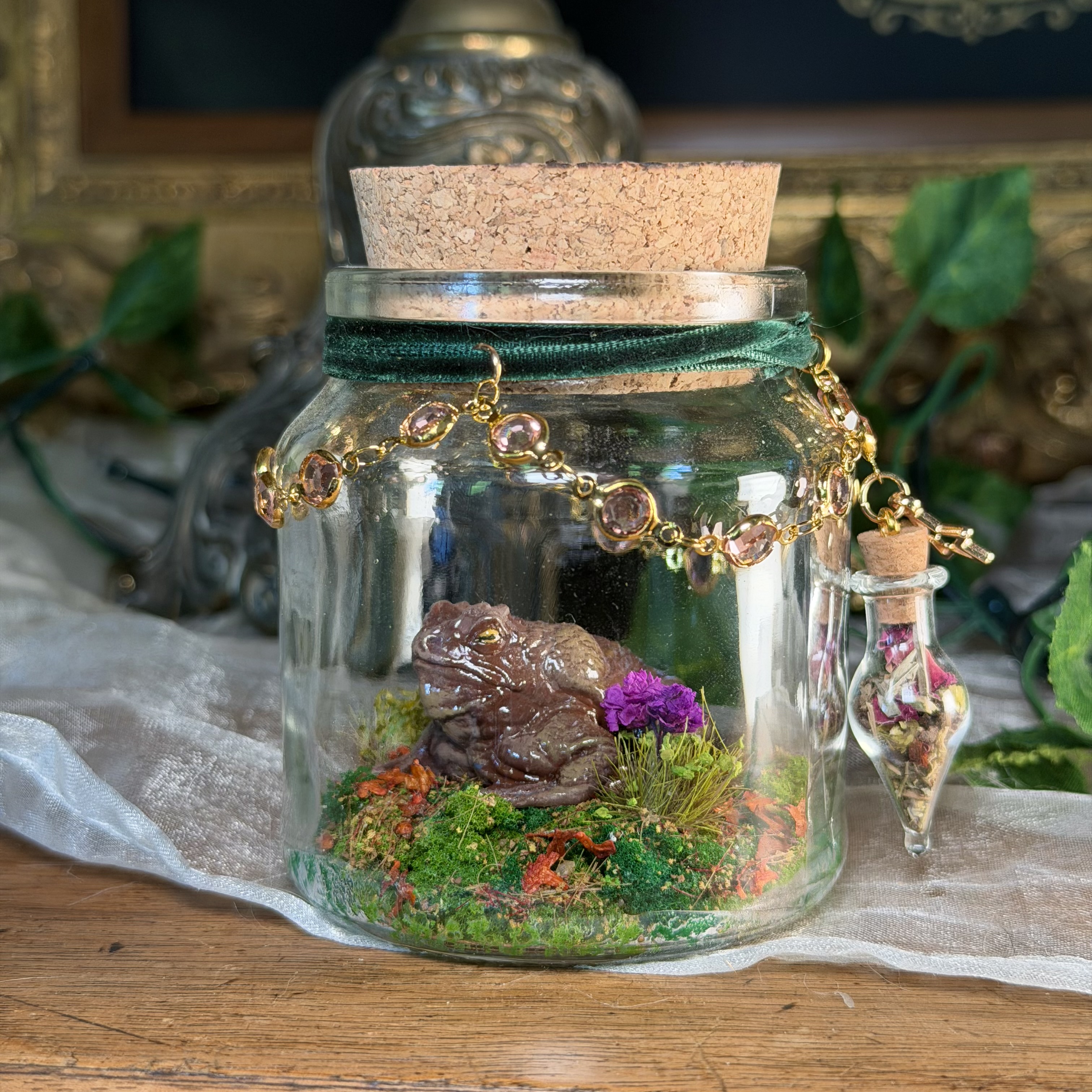 Kröte mittleres Korkenglas Miniatur & LED