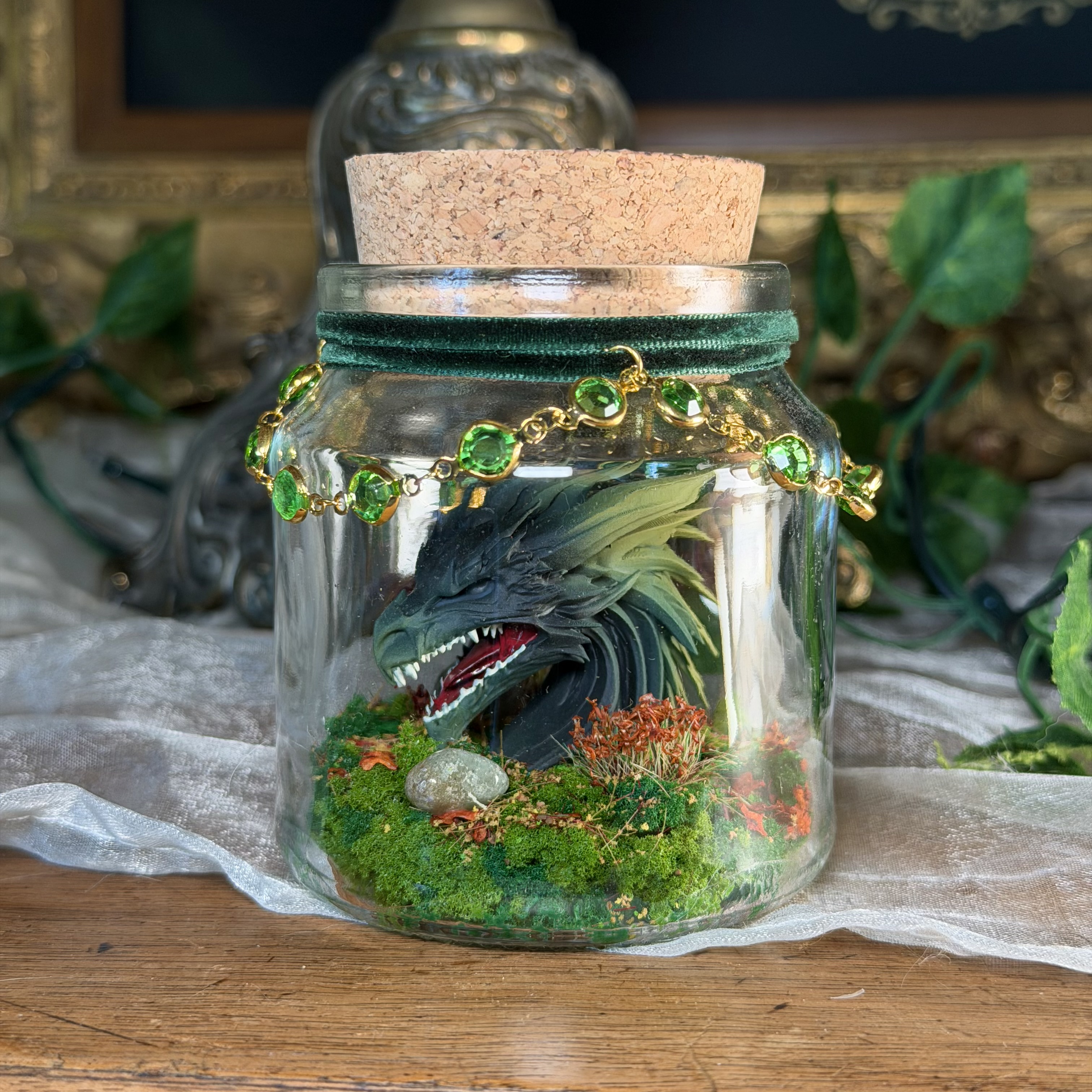 Drache mittleres Korkenglas Miniatur & LED