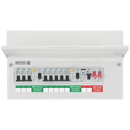 British General Fortress 16-Module 8-Way Populated High Integrity Dual RCD Consumer Unit with SPD