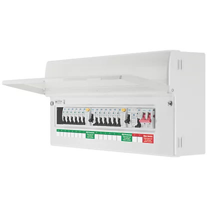 British General Fortress 22-Module 12-Way Populated High Integrity Dual RCD Consumer Unit with SPD