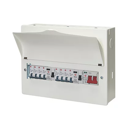 Wylex 16-Module 9-Way Populated High Integrity Dual RCD Consumer Unit with SPD