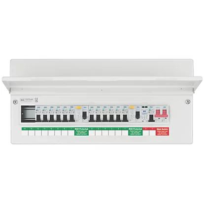 British General Fortress 22-Module 12-Way Populated High Integrity Dual RCD Consumer Unit with SPD