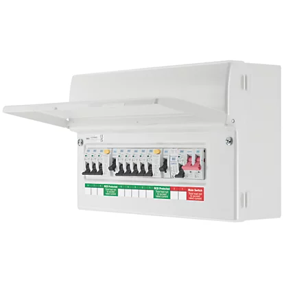 British General Fortress 16-Module 8-Way Populated High Integrity Dual RCD Consumer Unit with SPD