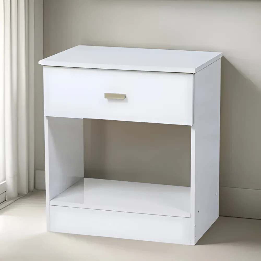 Mesa de luz de madera de un cajón