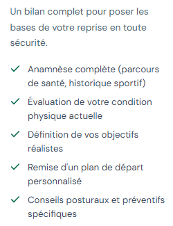 Bilan initial du niveau l'activité physique