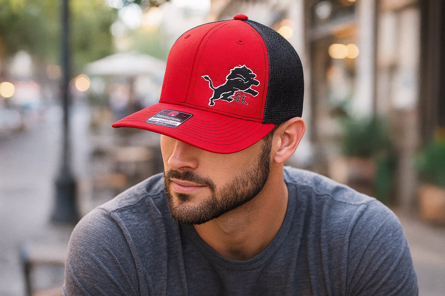 New Richmond Lions "Jumping Lion "Red and Black snapback Baseball Cap