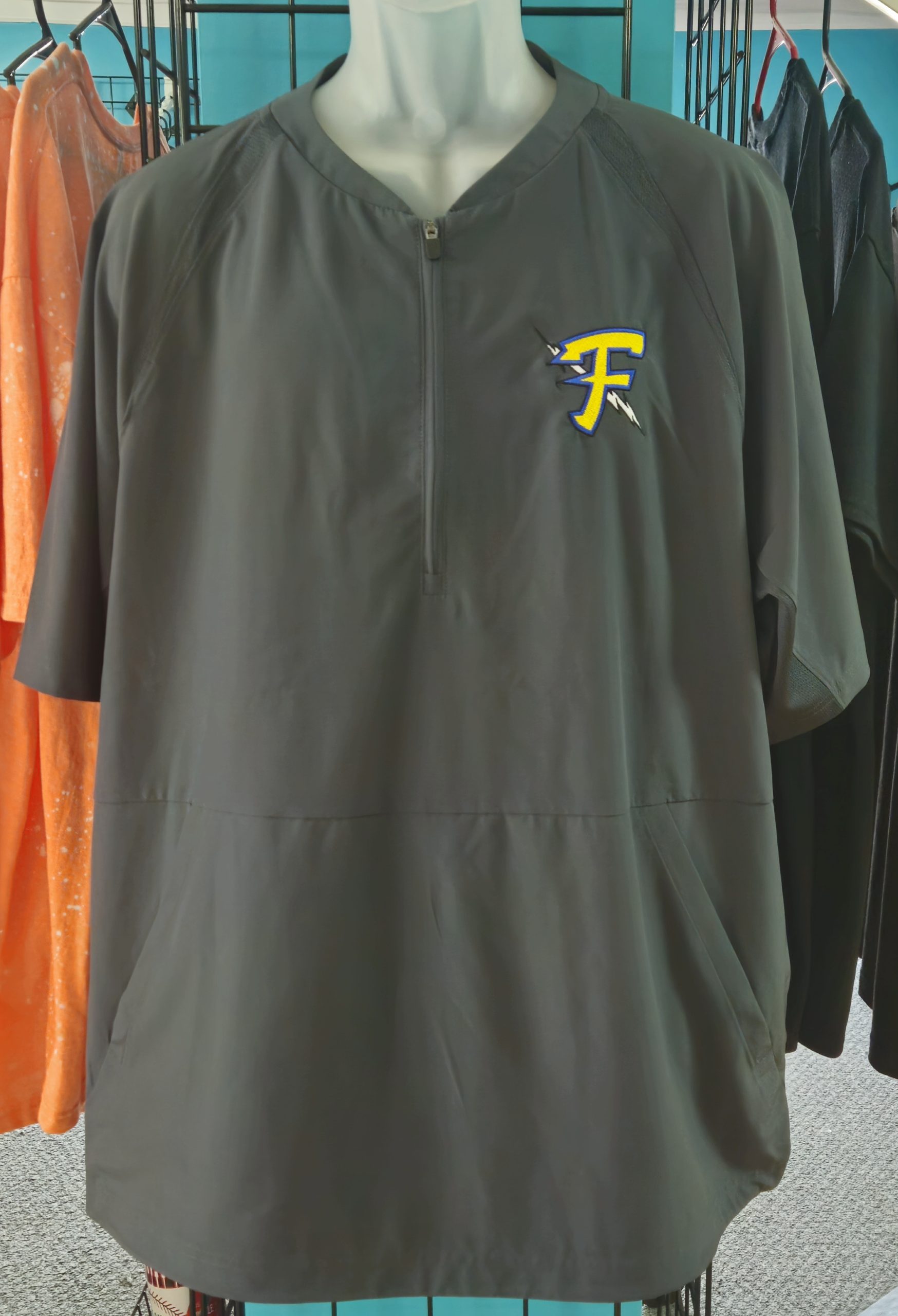 Flash embroidered Baseball 1/2-Zip Short Sleeve pull over Jacket