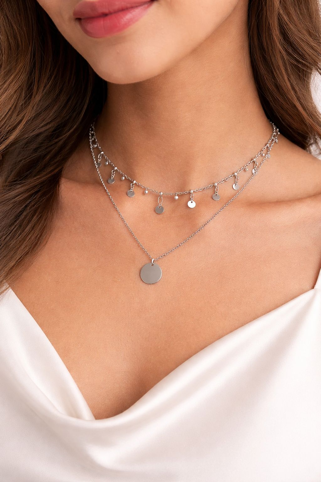 Double Layer Silver Necklace