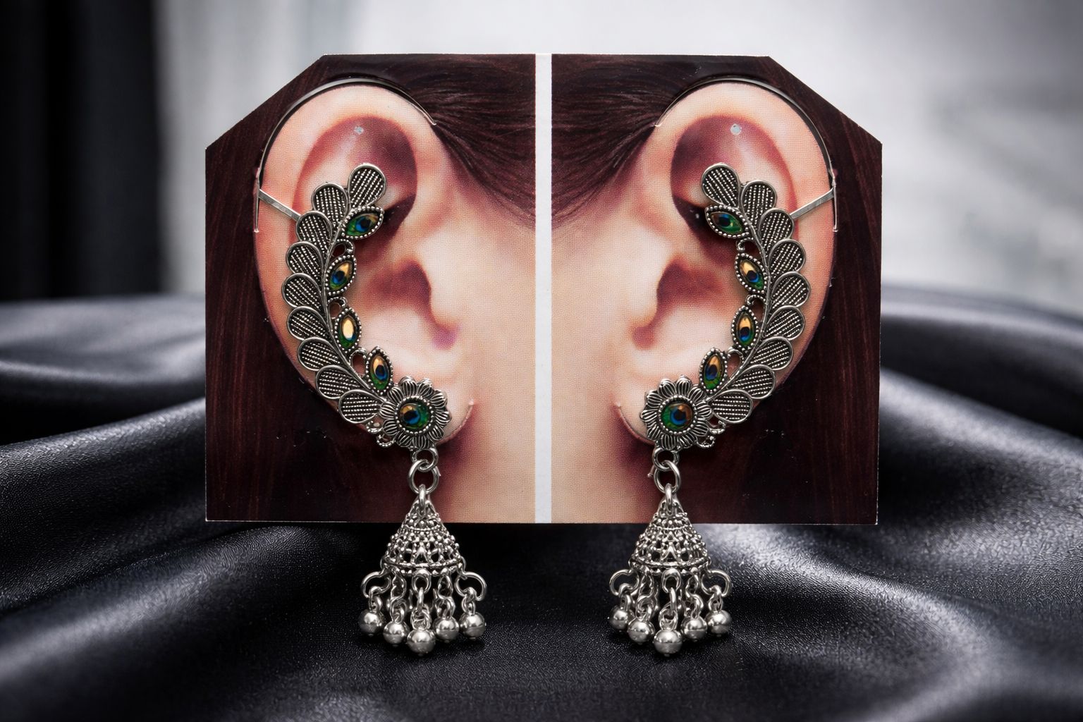 Traditional Peacock Ear Cuffs