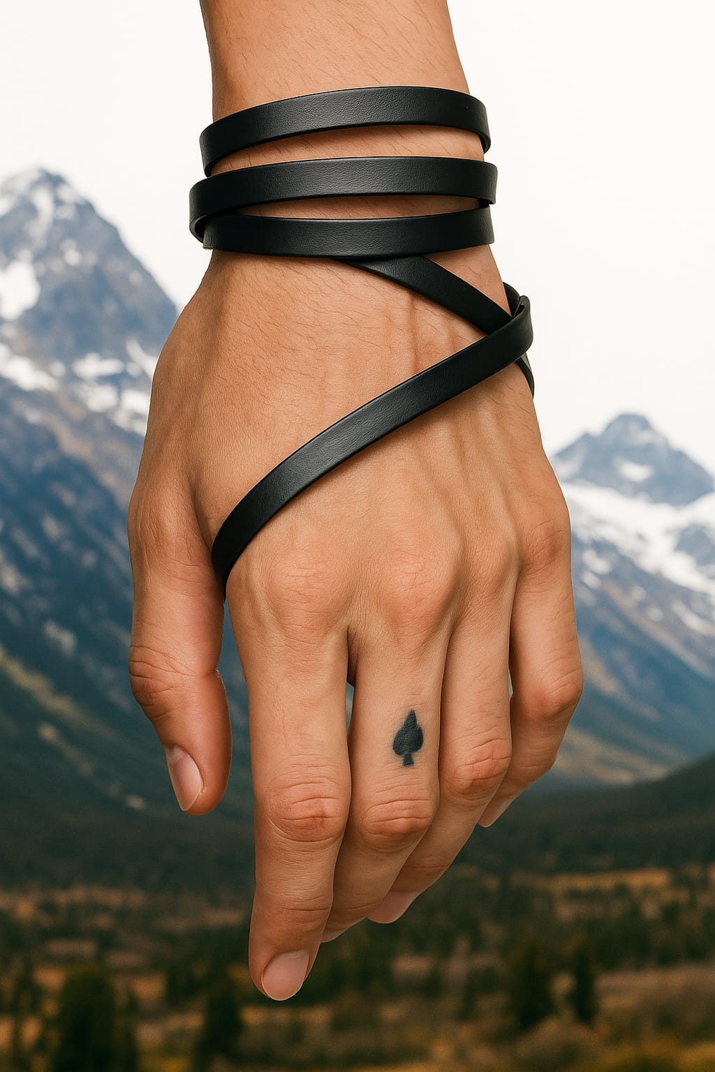 Black leather wrap bracelet