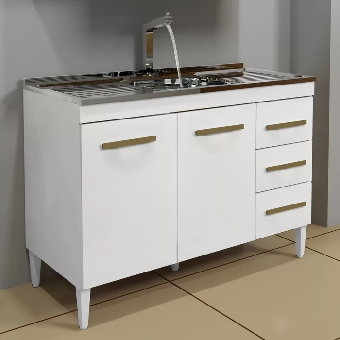 Balcão de Cozinha com Pia Inox Balli