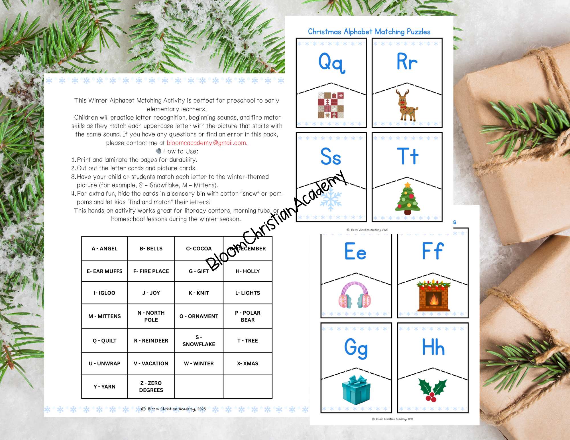 Winter Numbers and Alphabet Match