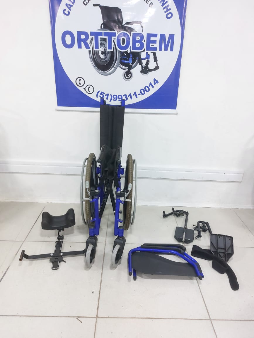 Cadeira de Rodas Reclinável Elevação de Pernas com Encosto de Cervical Jaguaribe 