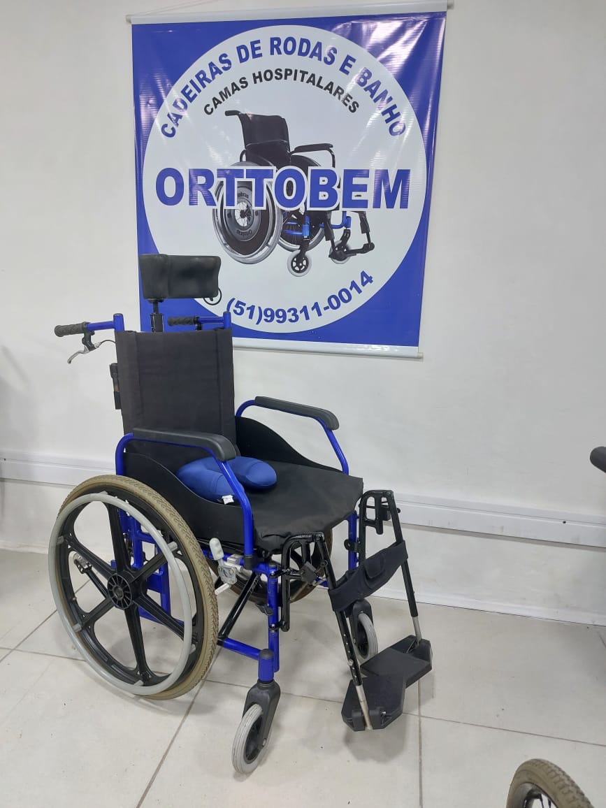 Cadeira de Rodas Reclinável Elevação de Pernas com Encosto de Cervical Jaguaribe 