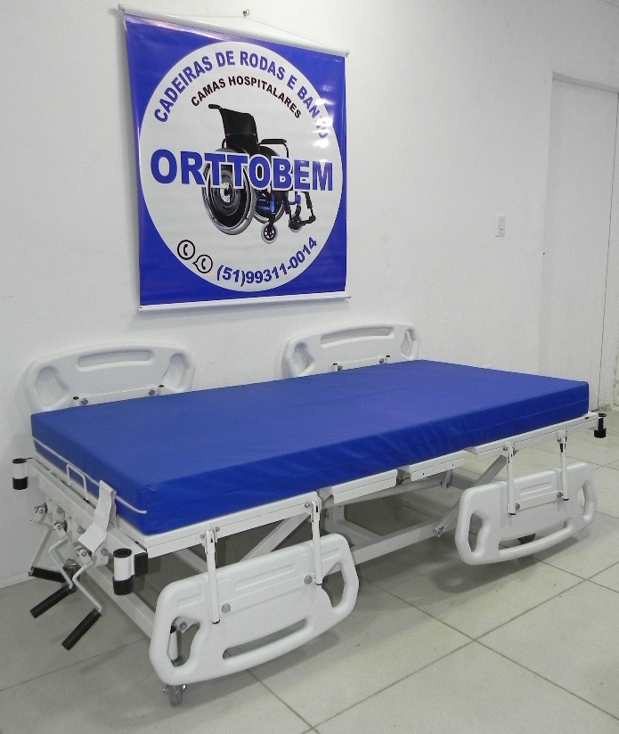 Cama Hospitalar 3 Manivelas Regulagem de Altura com Colchão Impermeável Completa