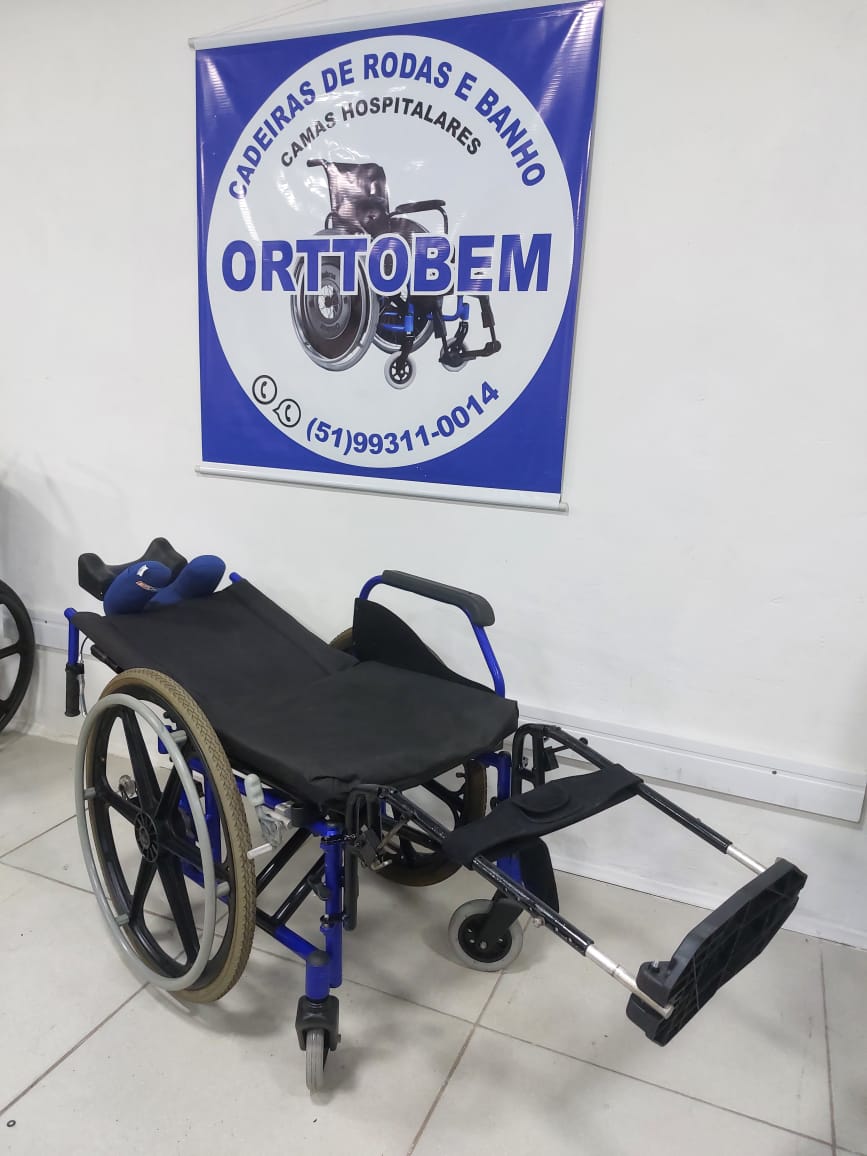 Cadeira de Rodas Reclinável Elevação de Pernas com Encosto de Cervical Jaguaribe 